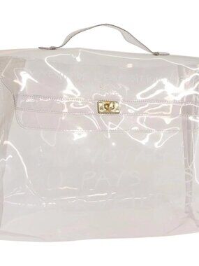HERMES Vinyl Kelly Hand Bag Vinyl Clear Auth bs31854
